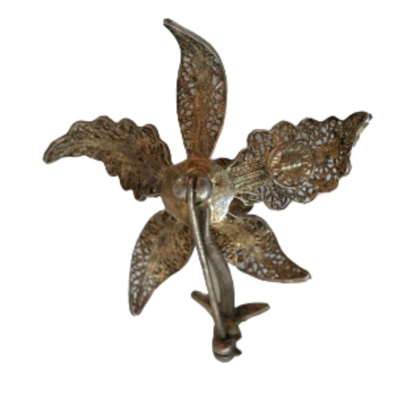 Topazio Gold plating Sterling Silver Flower Brooch - Picture 5 of 8